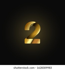 3d Golden Number Two 2 Vector Stock Vector (Royalty Free) 2081829922 ...