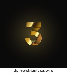 Gold paper folded character from a typeset, vector illustration