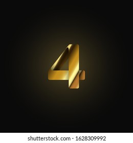 Gold paper folded character from a typeset, vector illustration