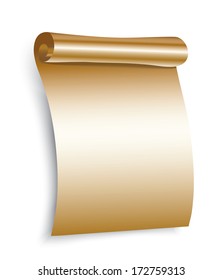 Gold paper scroll on white 