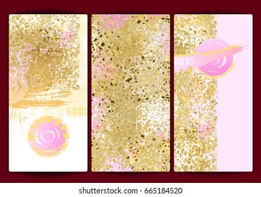 Gold Paper sheets on wine background. Beauty and fashion design.Template backdrop for advertise. Vector illustration
