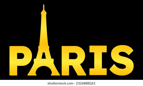 gold paris writing, letter a like the Eiffel tower