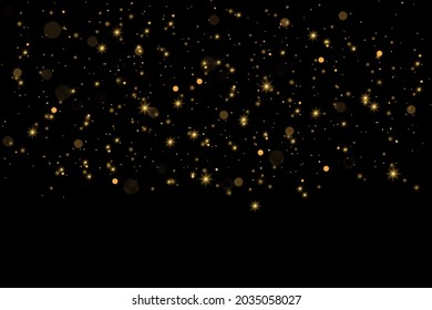 Gold particles. Light effect. Gold dust. background decoration.