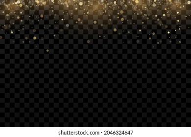 Gold particles. Light effect. Gold dust. background decoration.