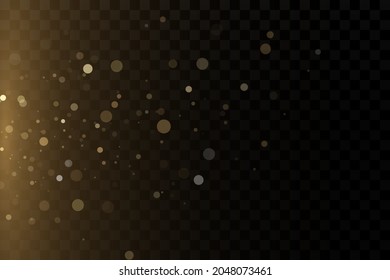 Gold particles. Light effect. Gold dust. background decoration.