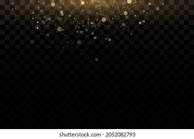 Gold particles. Light effect. Gold dust. background decoration.