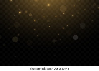 Goldpartikel. Lichteffekt. Goldstaub. Hintergrunddekoration.
