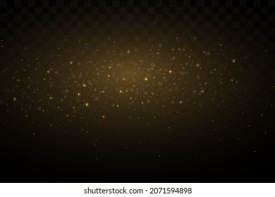 Gold particles. Light effect. Gold dust. background decoration.