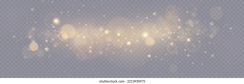 Gold particles. Light effect. Gold dust. background decoration.