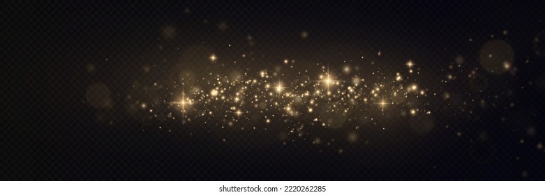 Goldpartikel. Lichteffekt. Goldstaub. Hintergrunddekoration.