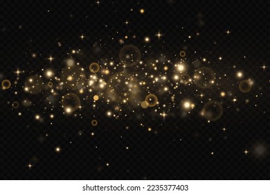 Gold particles. Light effect. Gold dust. background decoration.