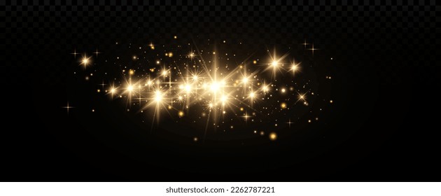 Goldpartikel. Lichteffekt. Goldstaub. Hintergrunddekoration.