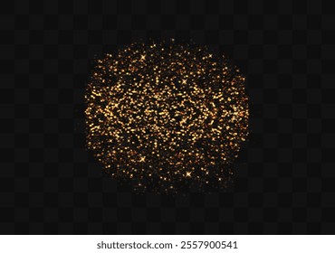 Gold particles on black background. Gold glittering confetti. Glowing sparkles, shimmer spray, holiday effect. Vector illustration