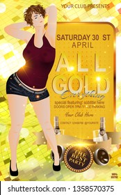  Gold Party Flyer. This flyer design template certainly stands out from the crowd with its high attention to detail and vibrant feel. It can be useful whether it is a specific show, club party.