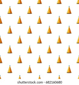 Gold party hat pattern seamless repeat in cartoon style vector illustration