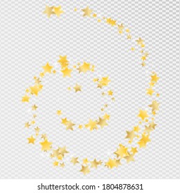 Gold Party Stars Vector Transparent Background. Shiny Space Texture. Star Background. Golden Falling Starry Illustration.