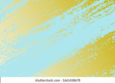 Gold patina effect grunge paint texture. Golden trendy chic background. Vintage abstract elegance stylish distress design element. Creative bright color brush stroke grainy backdrop. EPS10 vector.