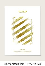Gold pattern. Abstract golden background. Vector illustration. Copper foil line. Bronze glitter stripes. Geometric pattern. Grunge texture. Abstract minimal backdrop