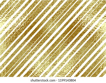 Gold pattern. Abstract golden metal background. Vector illustration. Diagonal foil line. Glitter stripes. Patina distress element. Foil texture. Luxury pattern.