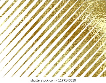 Gold pattern. Abstract golden metal background. Vector illustration. Diagonal foil line. Glitter stripes. Patina distress element. Foil texture. Luxury pattern.