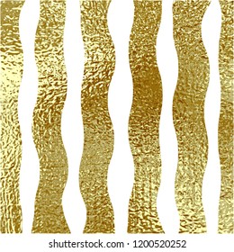 Gold pattern. Abstract golden metal background. Vector illustration. Foil line. Glitter stripes. Patina distress element. Foil texture. Luxury pattern.