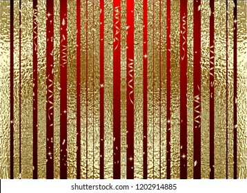 Gold pattern. Abstract golden metal background. Vector illustration. Foil line. Glitter stripes. Patina distress element. Foil texture. Luxury pattern for the Christmas card. Copper Holiday element.