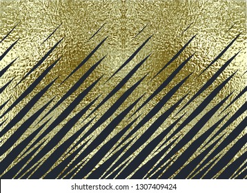 Gold pattern. Abstract golden quartz background. Vector illustration. Copper foil diagonal line Bronze glitter stripes Geometric pattern. Stylish texture Abstract minimal backdrop Patina effect.