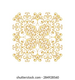 Gold pattern for the card or invitation with Islam, Arabic, Indian or ottoman motifs.