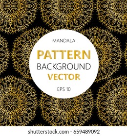 A gold pattern for the card or invitation with Islam, Arabic, Indian or ottoman motifs. Vector illustration.