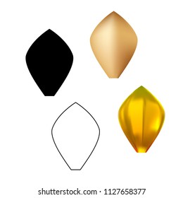 Gold pattern flower metal petal set isolated on white background (vector illustration)