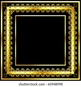 Gold pattern frame with waves and stars