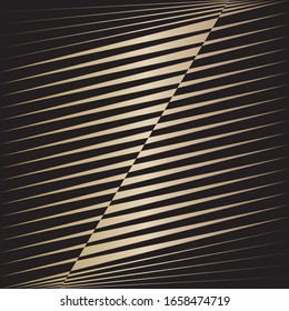 Gold pattern, geometric halftone lines dynamic background, vector modern design texture.