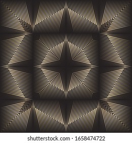 Gold pattern, geometric halftone lines dynamic background, vector modern design texture.