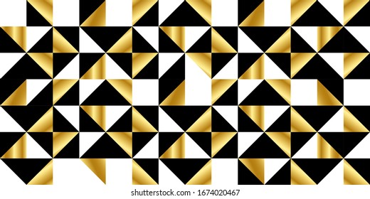 Patrón dorado, fondo geométrico de lujo con cuadrados y triángulos. vectorial