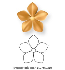 Gold pattern impossible flower metal isolated on white background (vector illustration)