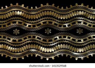 Gold pattern, lace. Cool pattern for wrapping paper, website design, pattern for fabric, design holidays. Vector illustration.