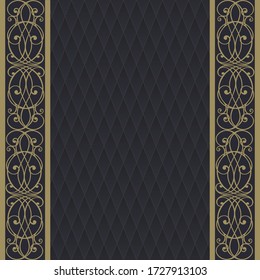 Gold pattern on a dark blue background.Elegant pattern element for design .