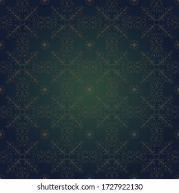 Patrón dorado en un fondo azul esmeralda.Plantilla de elemento elegante para el diseño. Con espacio para texto.Ideal para logotipo, monograma, invitación, volante, menú, folleto, fondo o cualquier idea.