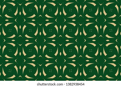 gold pattern on a green background.Decorative seamless pattern. Endless pattern for Wallpaper, textile, packaging, printing, cloth. Abstract texture. Traditional ethnic ornament for your design. 