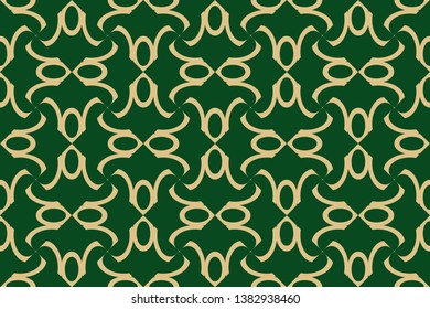 gold pattern on a green background.Decorative seamless pattern. Endless pattern for Wallpaper, textile, packaging, printing, cloth. Abstract texture. Traditional ethnic ornament for your design. 