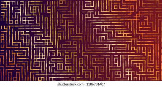 Gold pattern on a red background. Vector illustration.