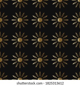 Ornamento del patrón oro, patrón geométrico floral sin soldadura para el diseño de papel tapiz, impresión de moda, decoración a la moda, textil casero, decoración retro
Ilustración vectorial.
