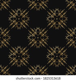 Gold-Muster-Ornament, Nahtlose, geometrische Muster für Design-Tapete, Modedrucke, Trenddekor, Heimtextilien, Retro-Dekor
Vektorgrafik.
