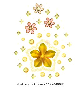 Gold pattern show flower metal isolated on white background (vector illustration)