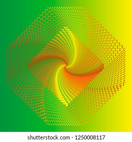 Gold patterned grid on a green background
