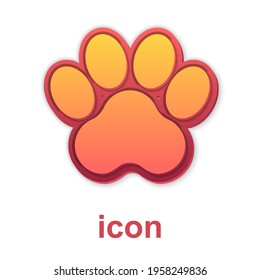 Gold Paw print icon isolated on white background. Dog or cat paw print. Animal track. Vector
