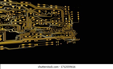 Gold pcb motherboard abstract texture background pattern backdrop