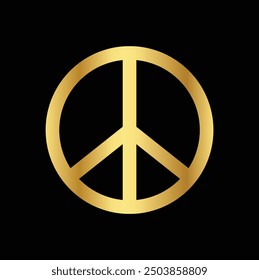 gold peace symbol on a black background