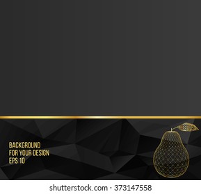 Gold Pear vector illustration. Abstract Creative concept vector background. Polygonal design style letterhead and brochure.