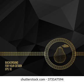 Gold Pear vector illustration. Abstract Creative concept vector background. Polygonal design style letterhead and brochure.